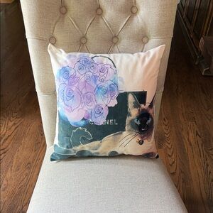 Chic Cat and Floral Accent Pillow